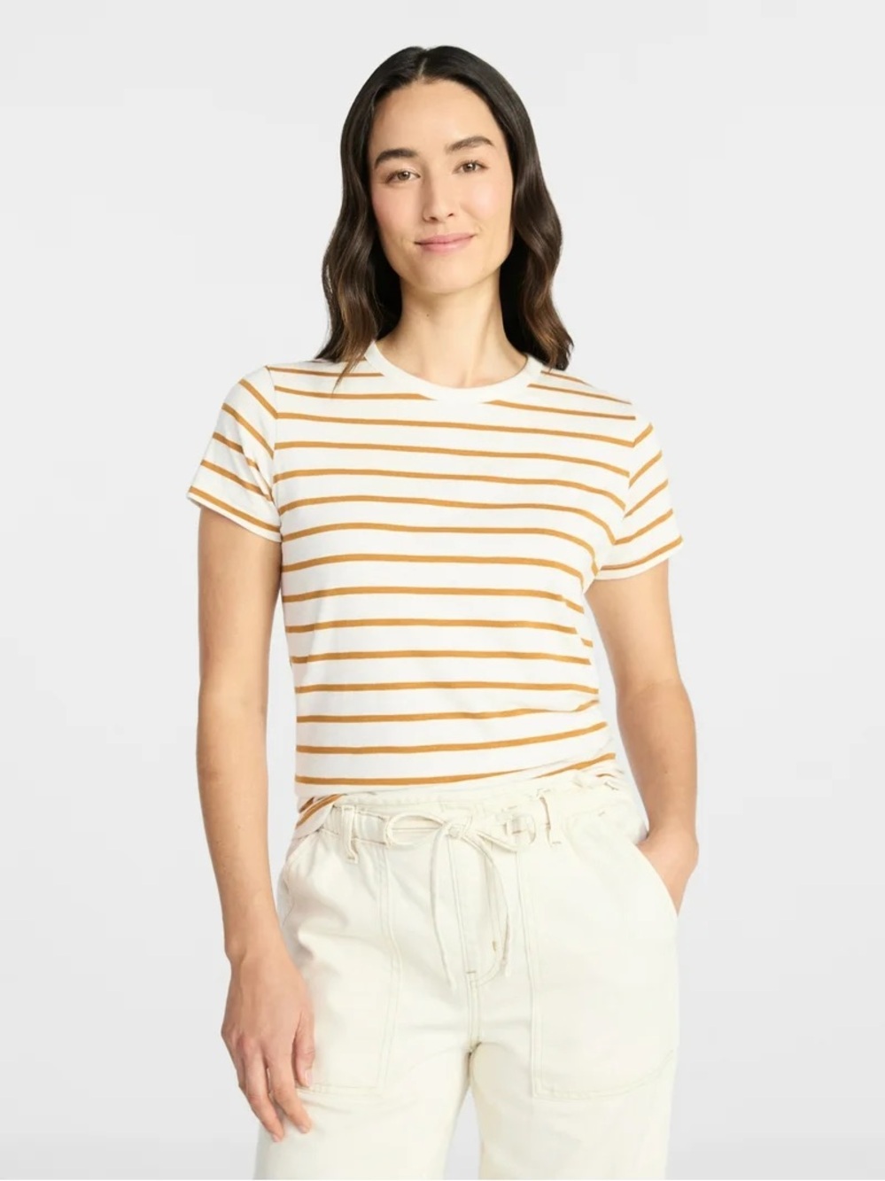 Time and Tru Women's Slub Crewneck Striped Short Sleeve Tee NWOT